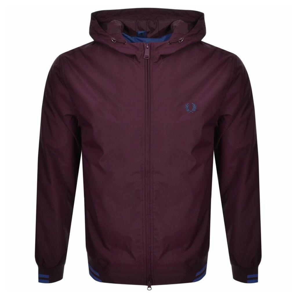 Fred Perry Tipped Hooded Jacket Bugundy