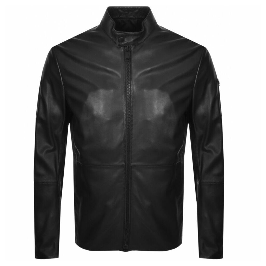 Emporio Armani Leather Biker Jacket Black