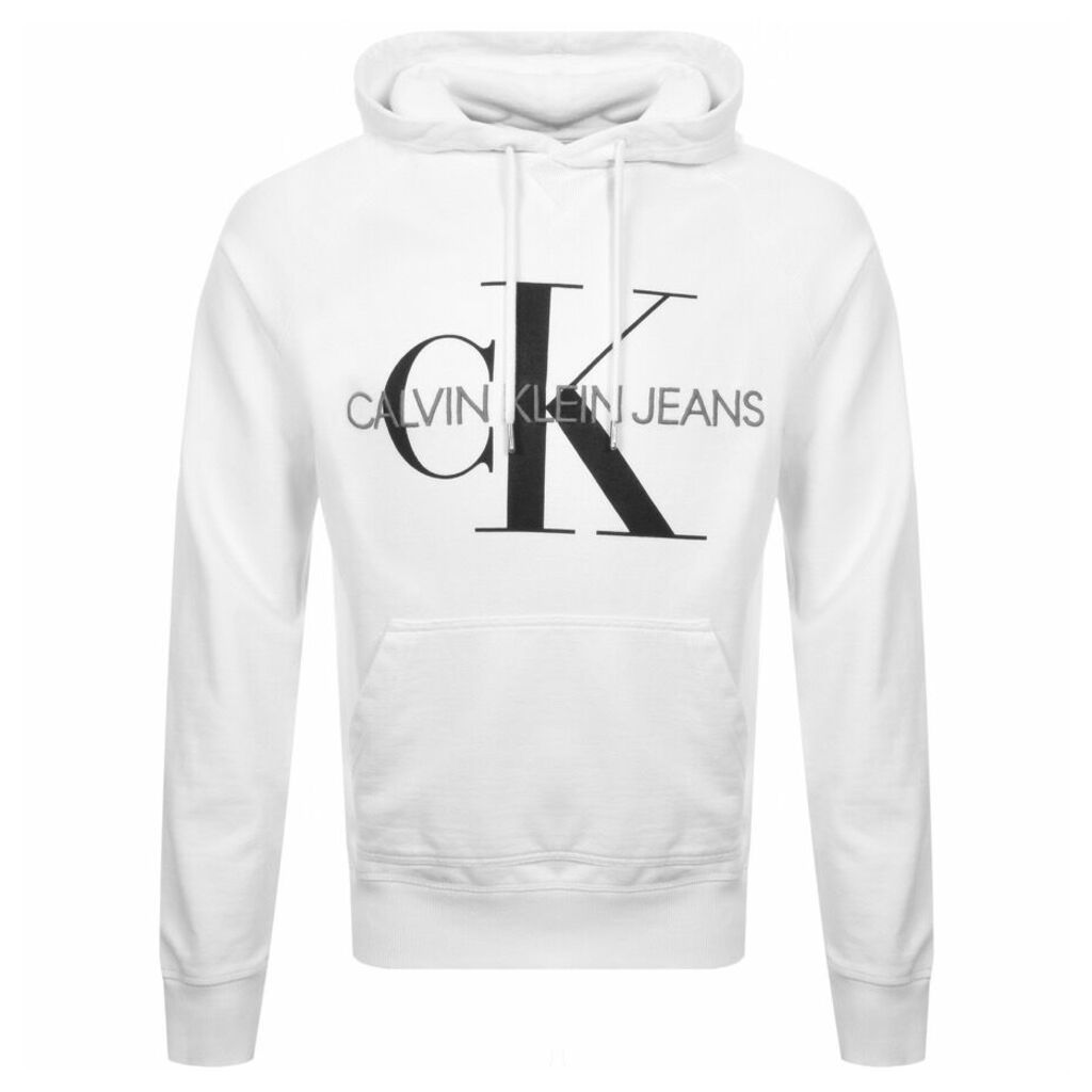Calvin Klein Jeans Monogram Logo Hoodie White
