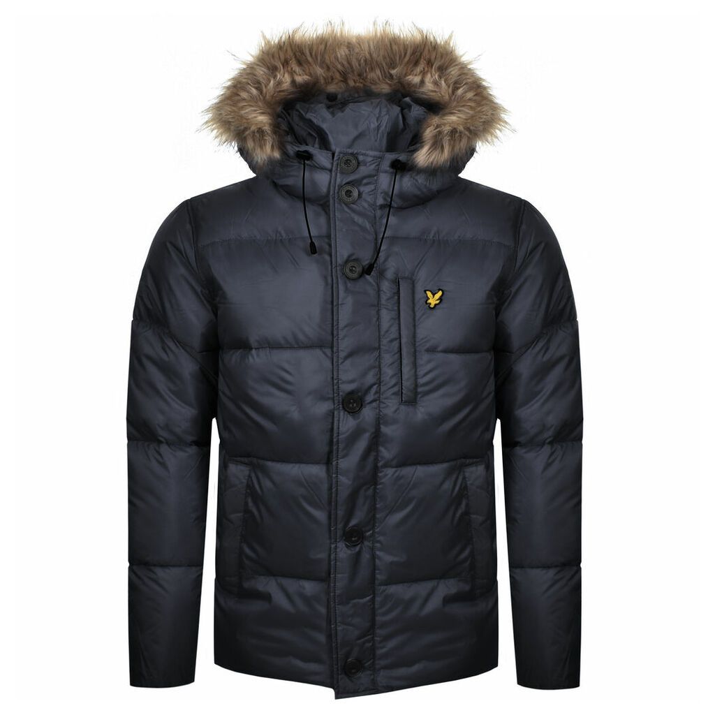 Lyle And Scott Hooded Puffer Bomber Jacket Navy