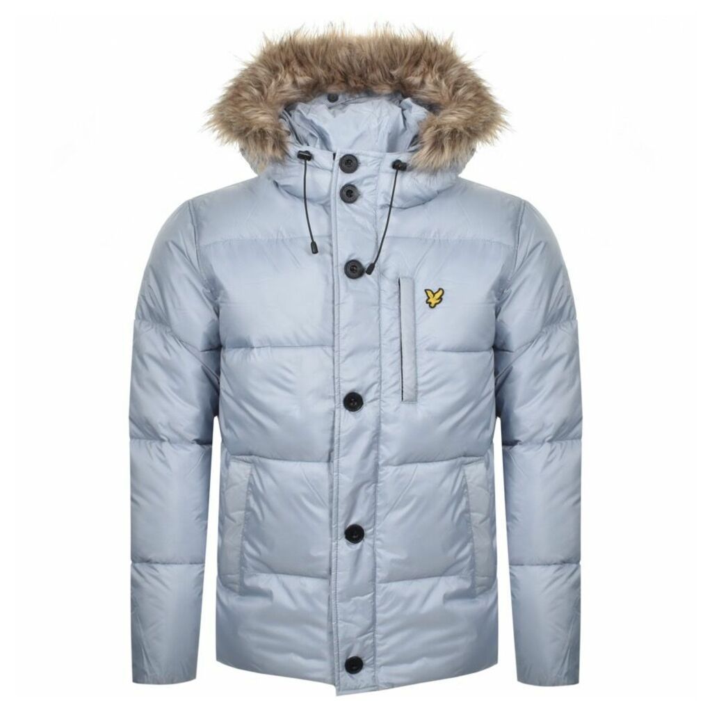 Lyle And Scott Hooded Puffer Bomber Jacket Blue