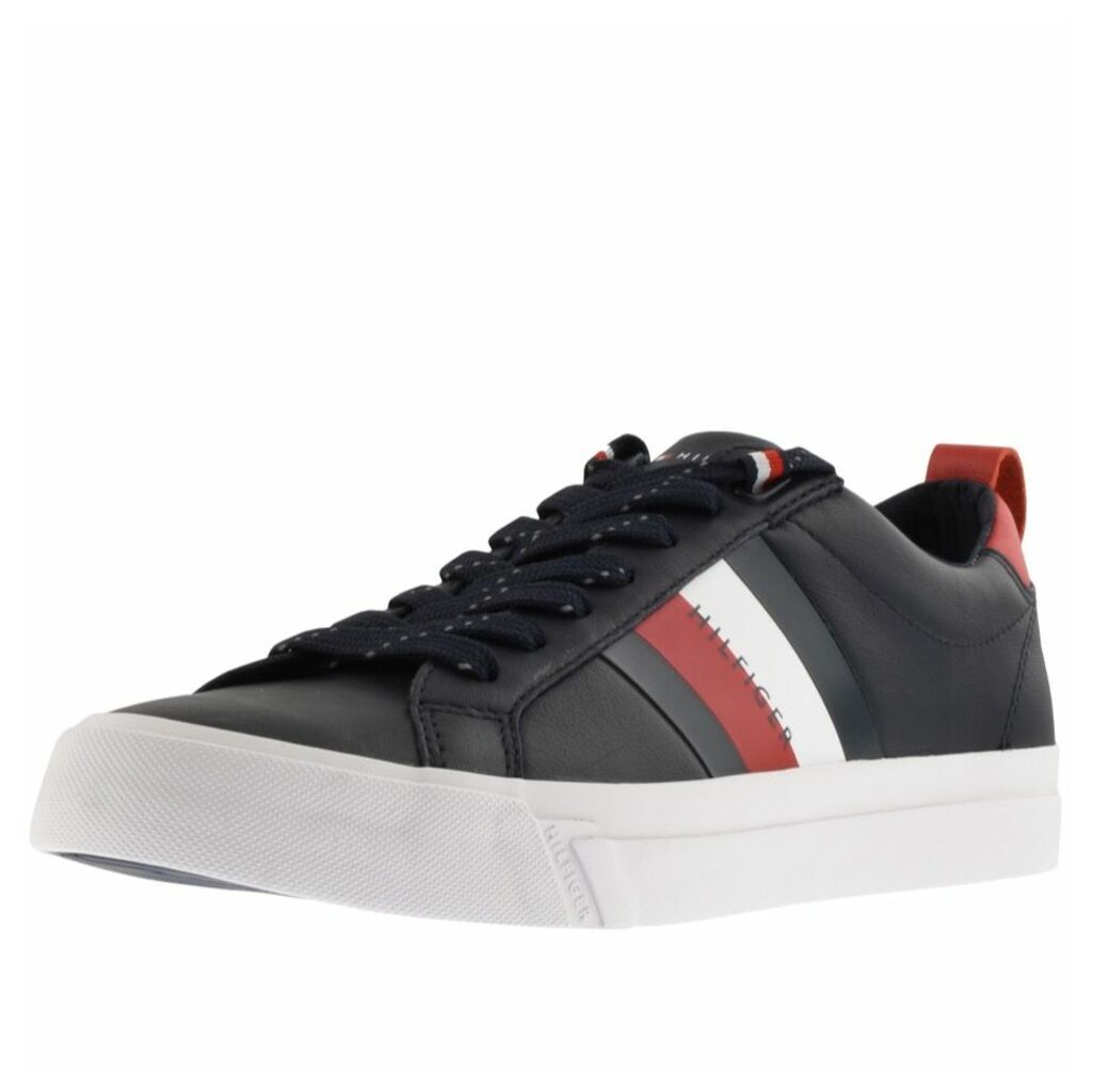 Tommy Hilfiger Flag Detail Leather Trainers Navy