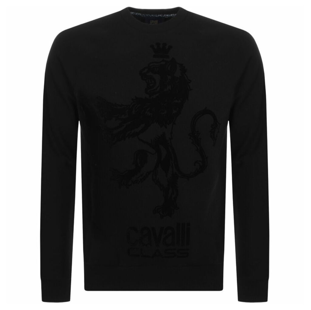 Cavalli Class Crew Neck Logo Sweatshirt Black