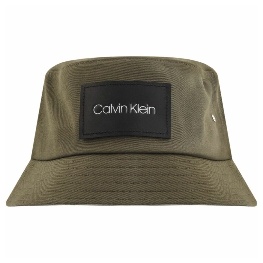 Leather Patch Bucket Hat Green