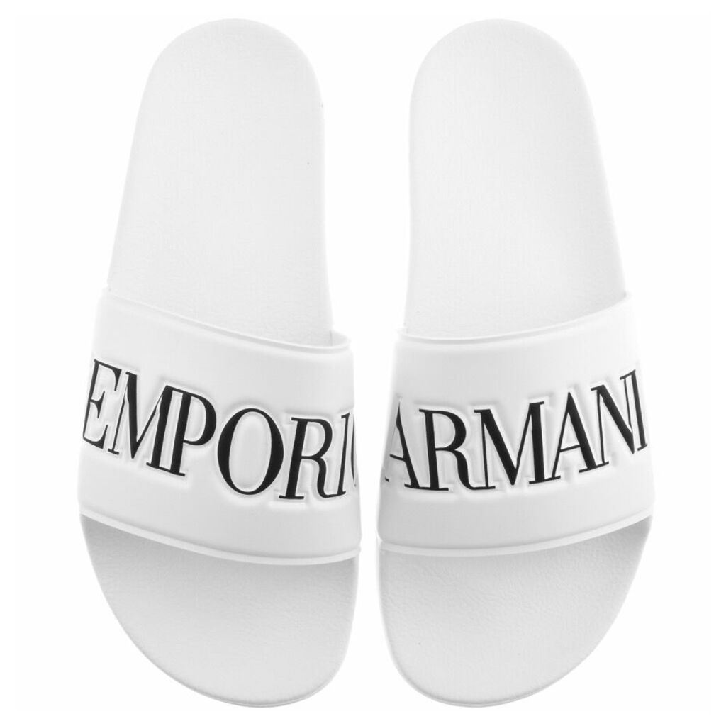 Emporio Armani Logo Sliders White