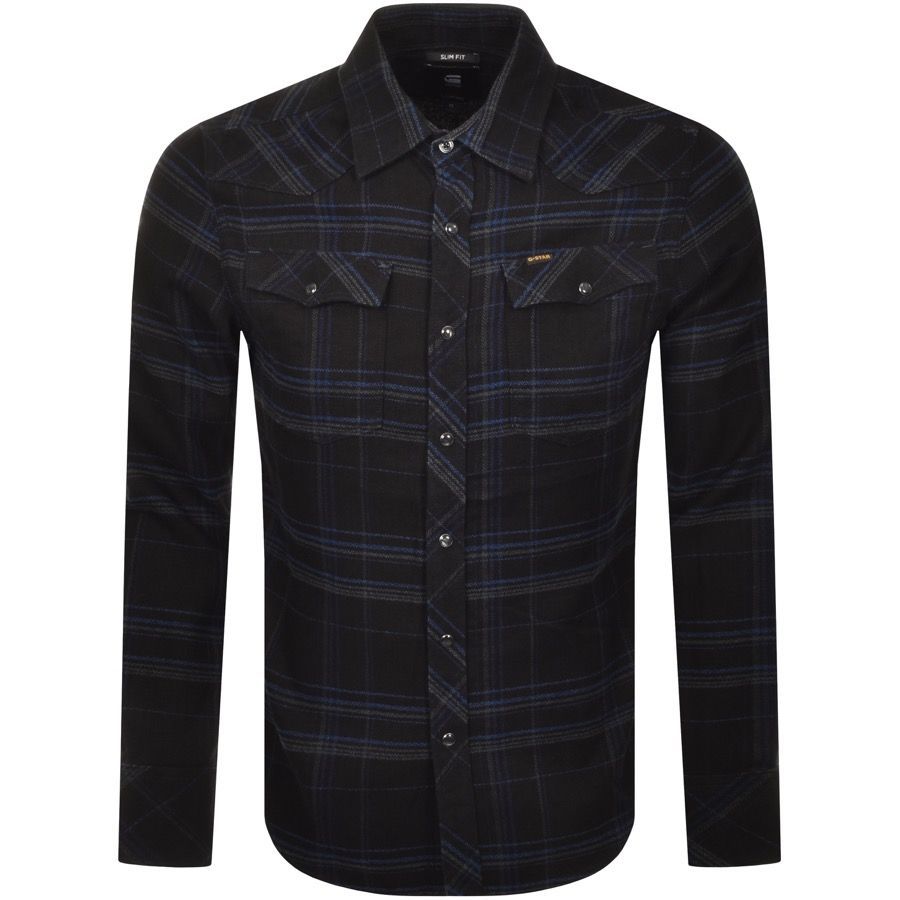 Raw 3301 Flannel Long Sleeved Shirt Black