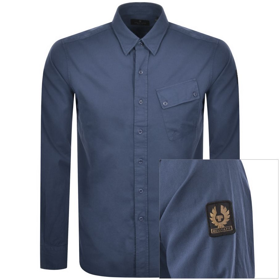 Pitch Twill Long Sleeved Shirt Blue