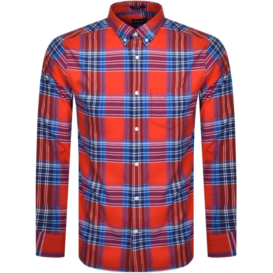 Brushed Bright Plaid Oxford Shirt Red