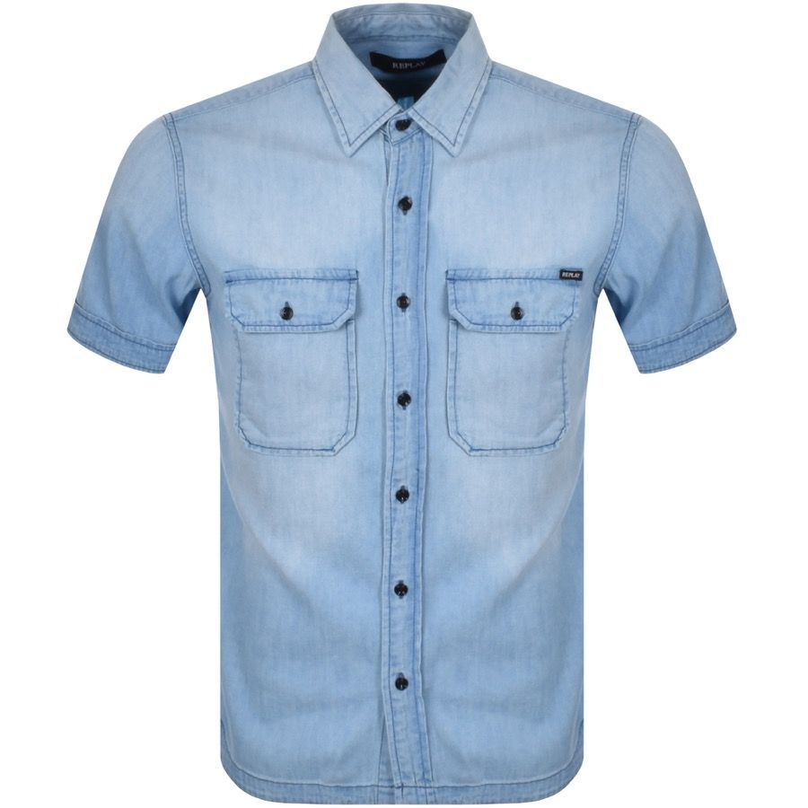 Short Sleeved Denim Shirt Blue