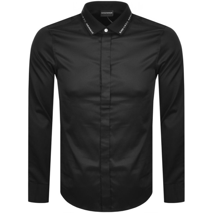 Emporio Armani Long Sleeved Slim Fit Shirt Black