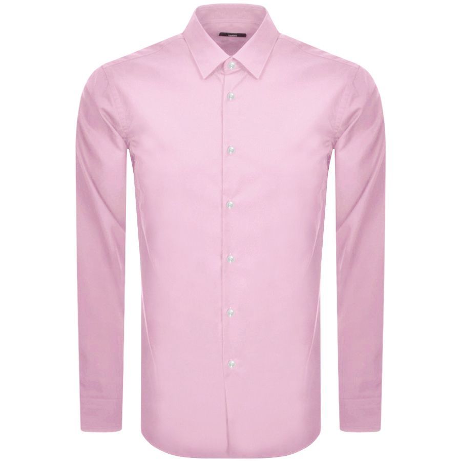 BOSS Isko Slim Fit Long Sleeve Shirt Pink