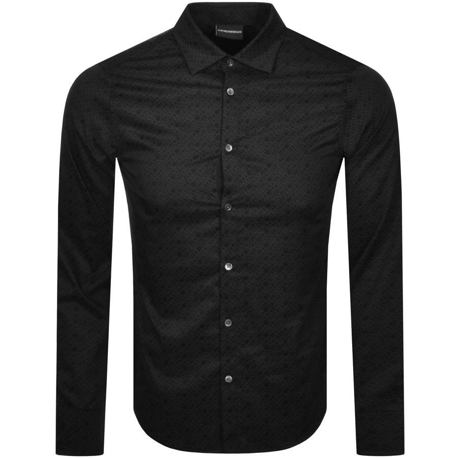 Emporio Armani Logo Long Sleeve Shirt Black