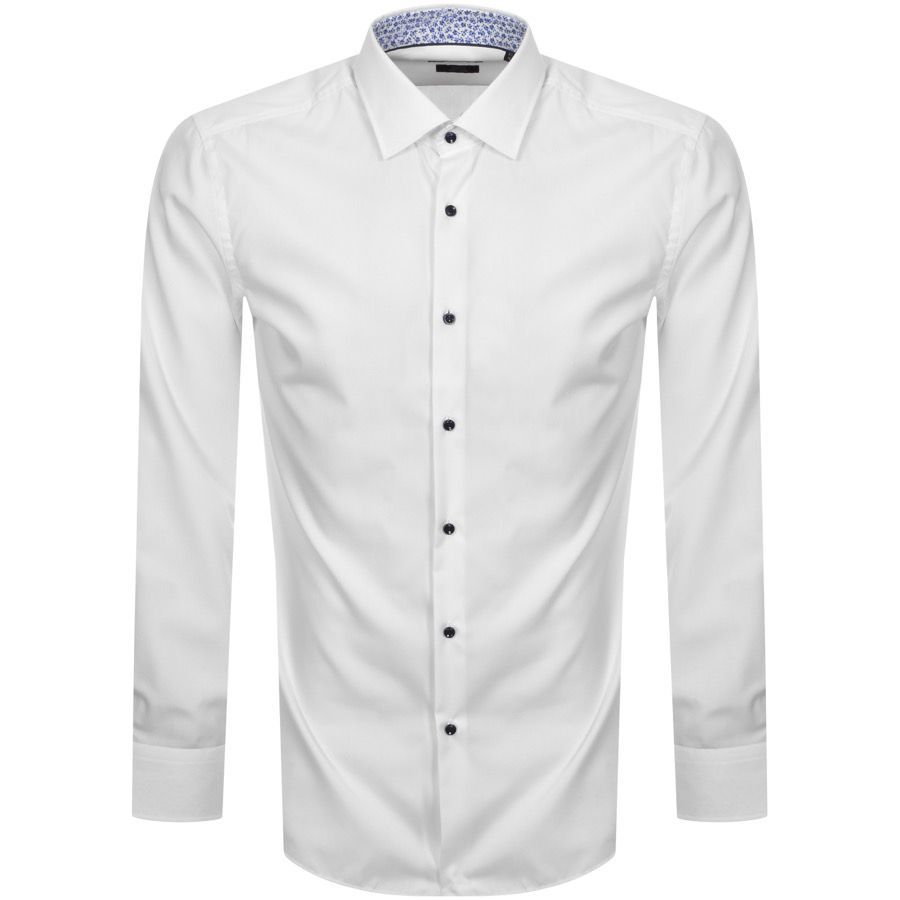 BOSS Jorax Slim Fit Long Sleeve Shirt White