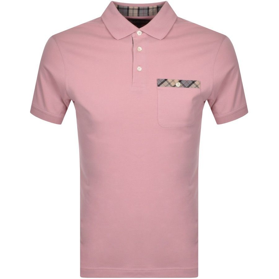 Tartan Pocket Polo T Shirt Pink