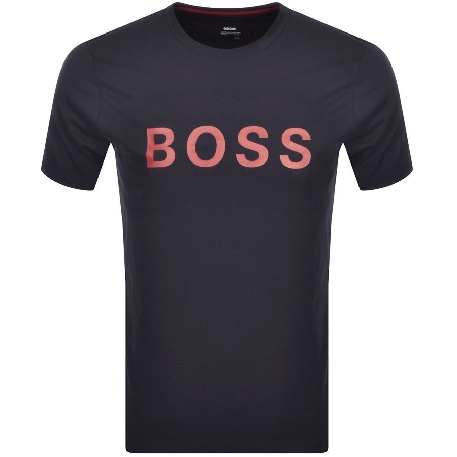 BOSS Crew Neck Tiburt Logo T Shirt Navy