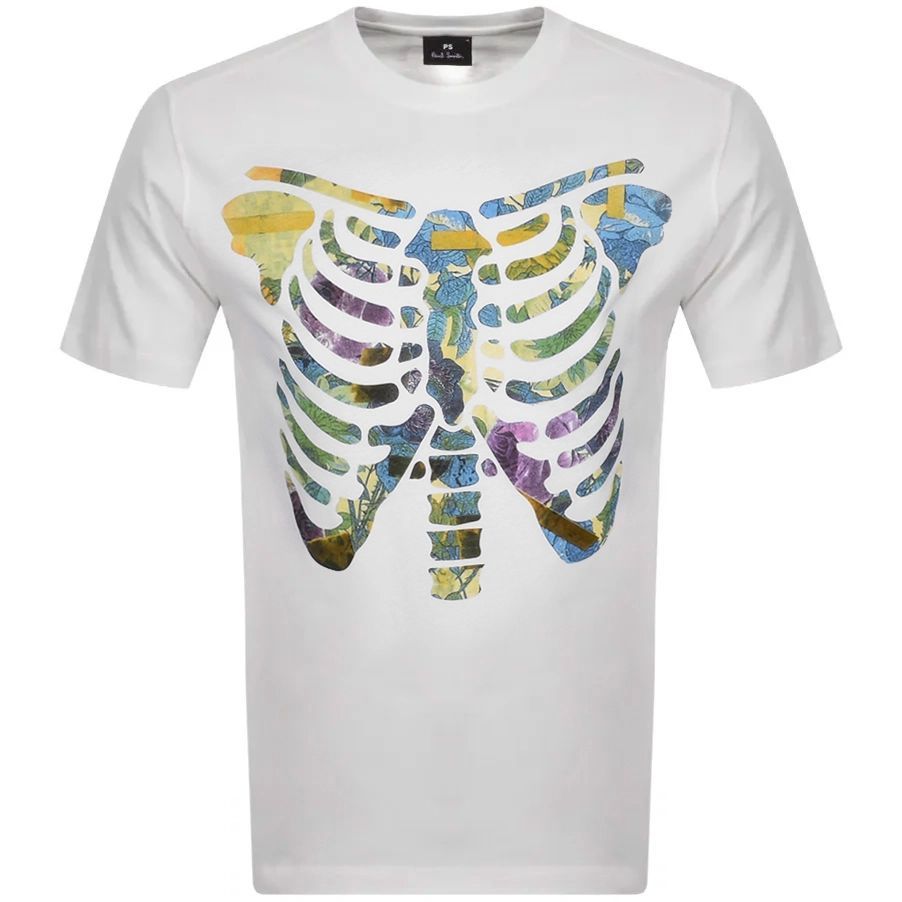 PS By Paul Smith Floral Ribs T Shirt White