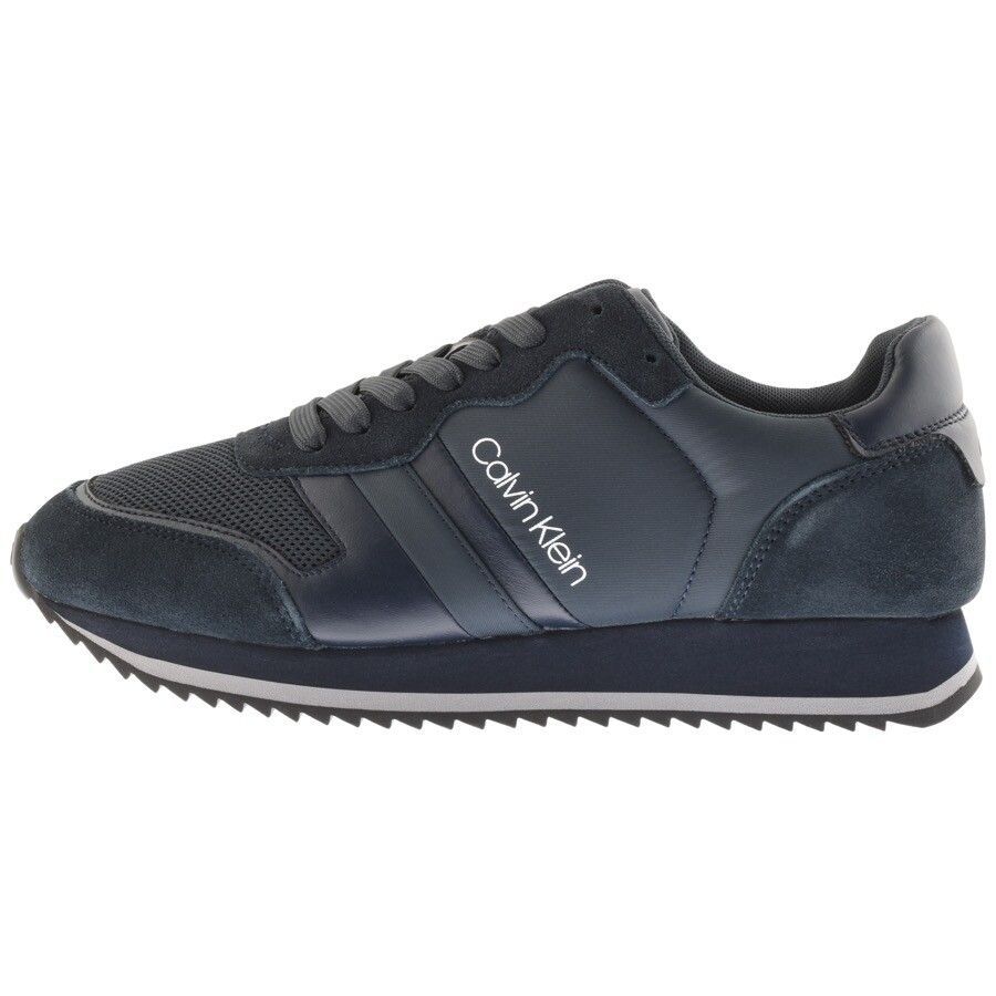Low Top Leather Trainers Navy