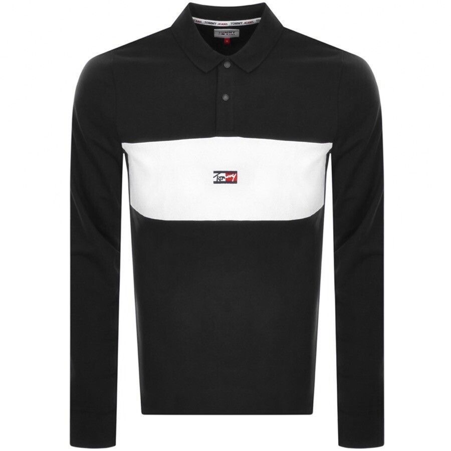 Long Sleeve Polo T Shirt Black