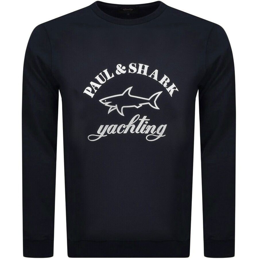 Paul And Shark Crew Neck Logo Sweatshirt Navy