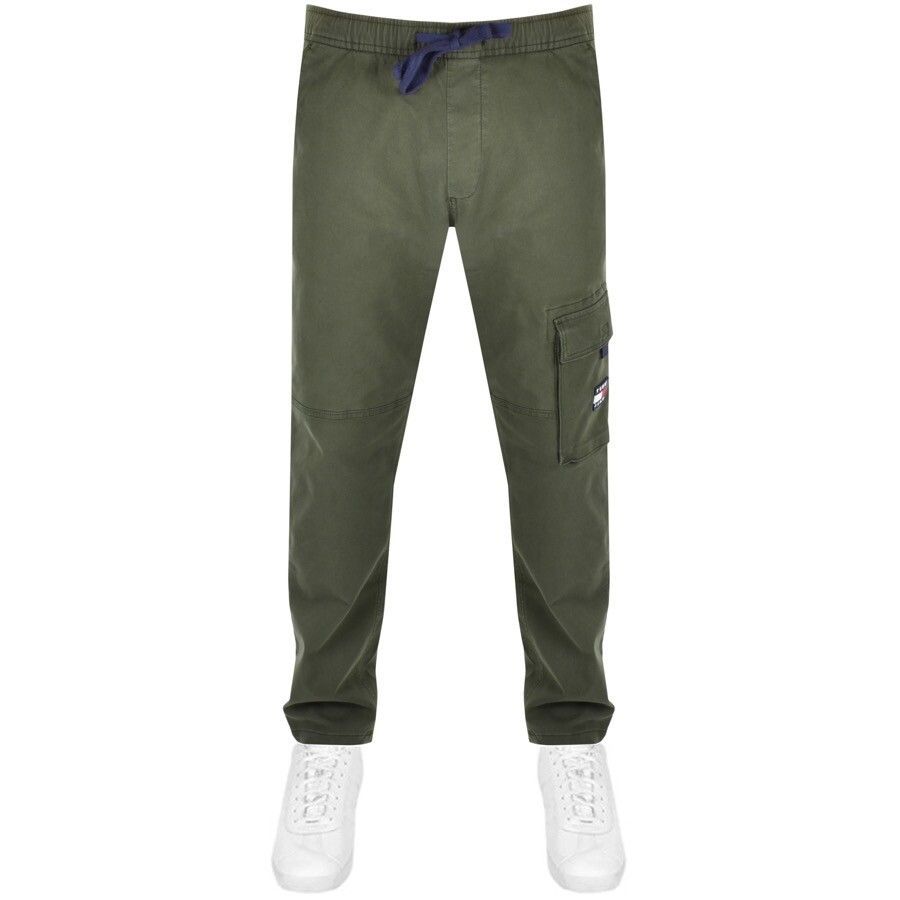 Dad Dobby Cargo Trousers Green