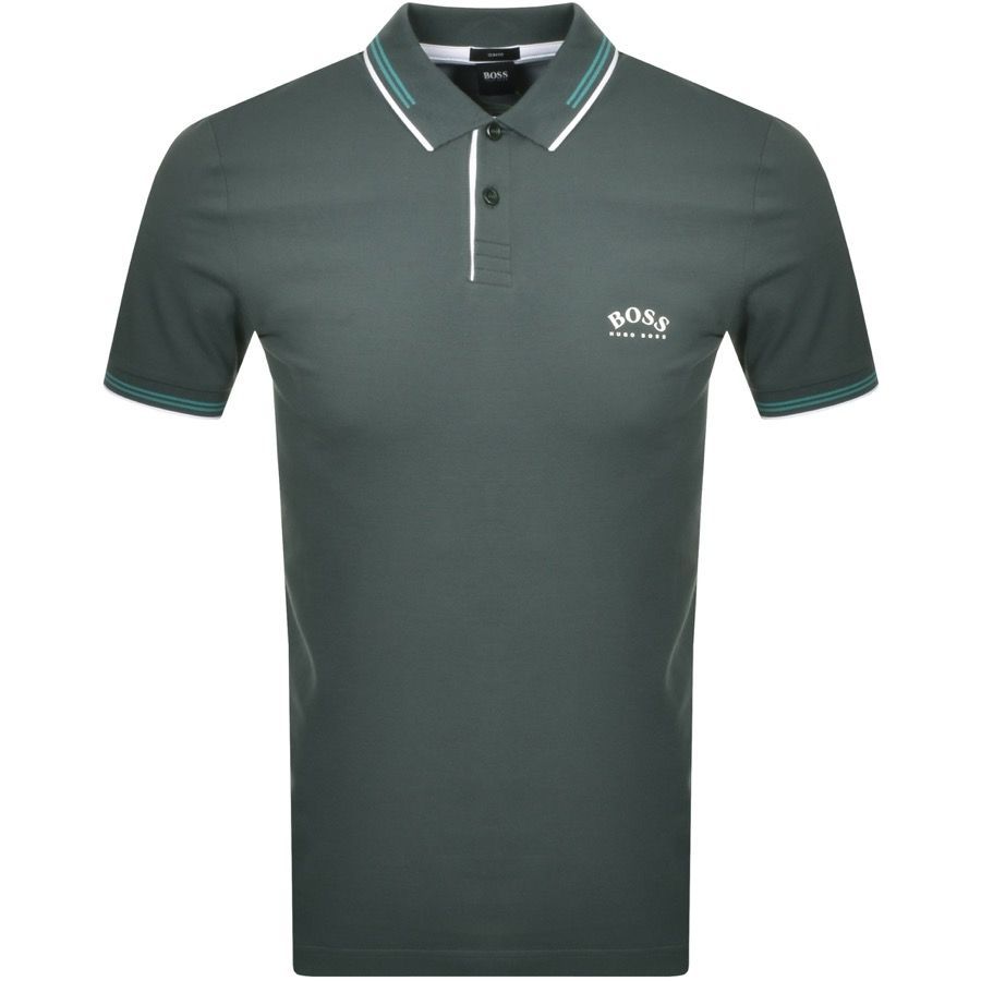 BOSS Paul Curved Polo T Shirt Green