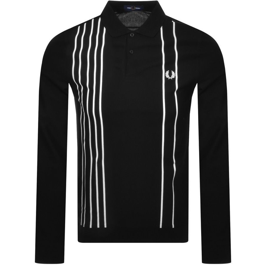 Refined Pique Striped Polo T Shirt Blac