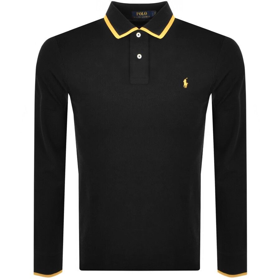Long Sleeve Polo T Shirt Black