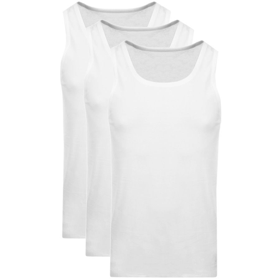 BOSS Triple Pack Vest T Shirts White
