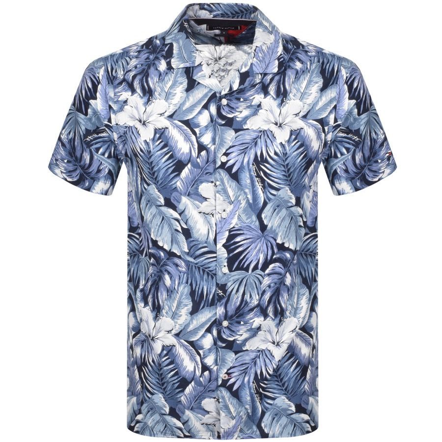 Short Sleeved Hawaiian Shirt Blue