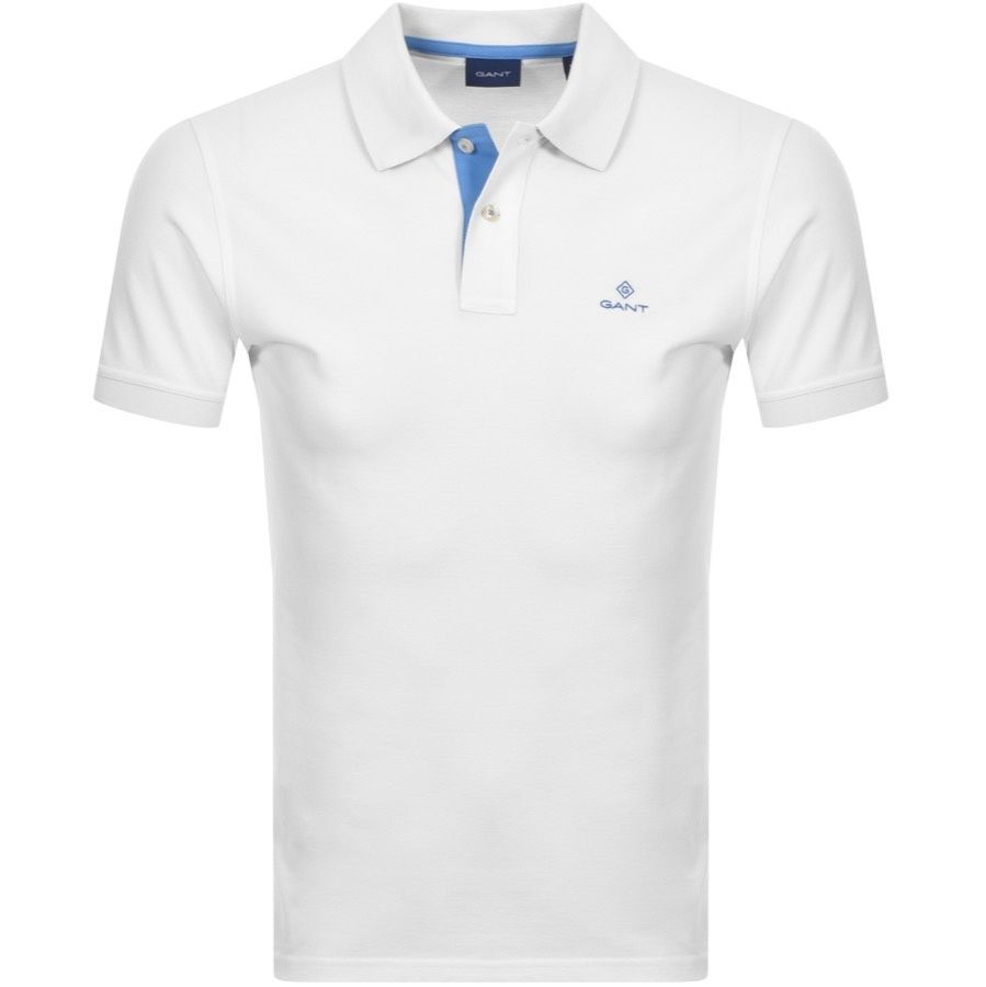 Contrast Collar Rugger Polo T Shirt White