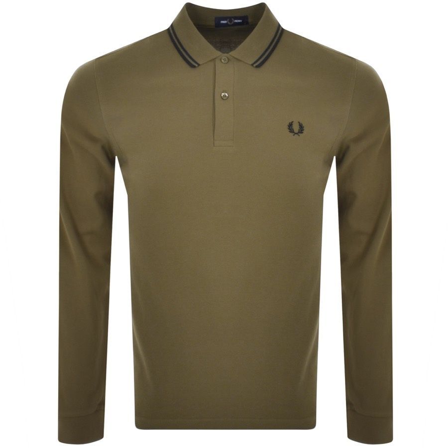 Twin Tipped Long Sleeved Polo Green