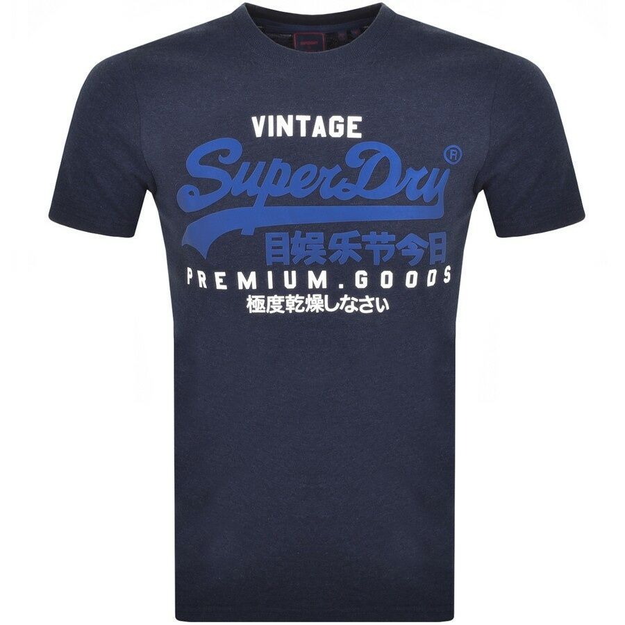Vintage Label Logo T Shirt Navy
