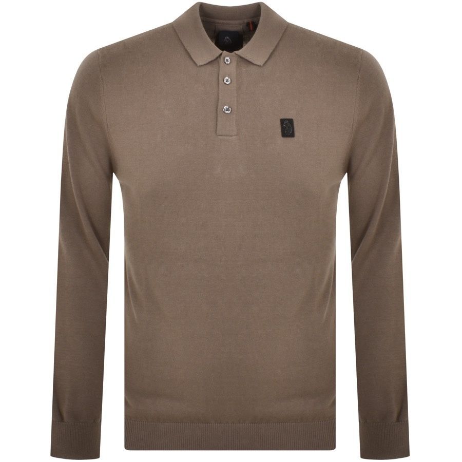 1977 Long Sleeve Polo Knit Jumper Brown