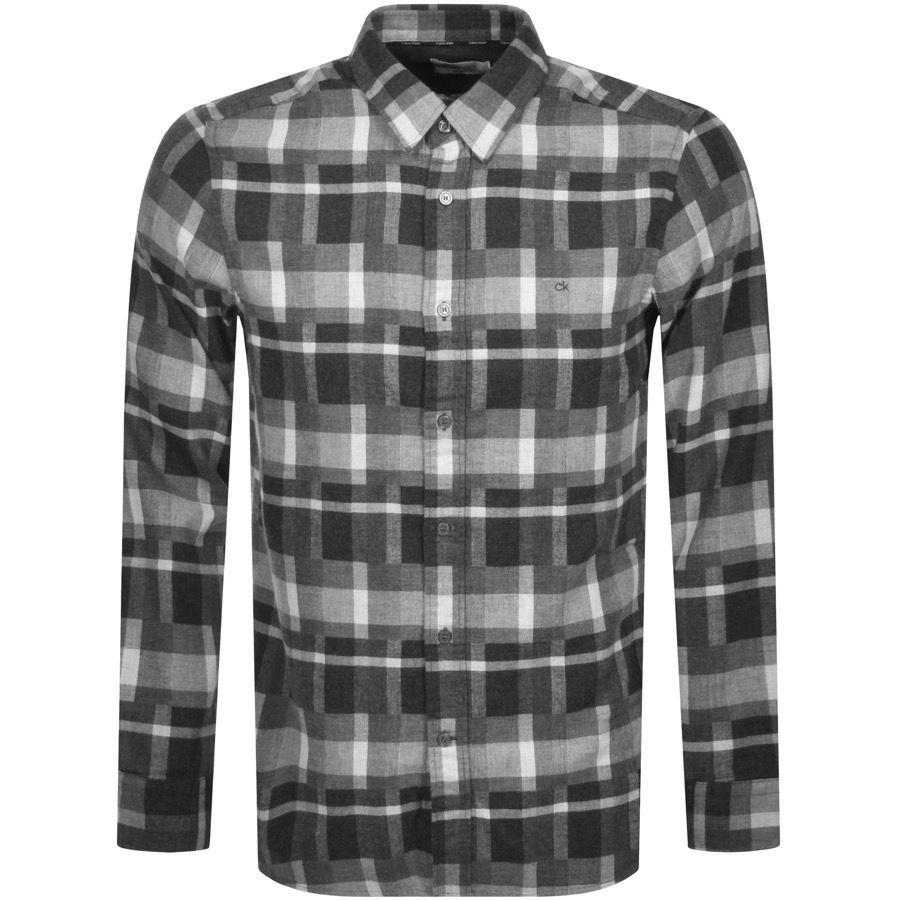 Check Flannel Long Sleeved Shirt Grey