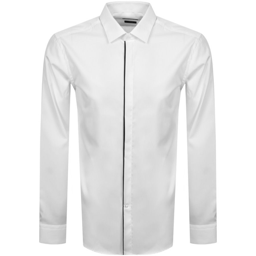 BOSS Javis Slim Fit Long Sleeve Shirt White