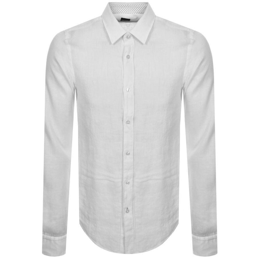BOSS Ronni Slim Fit Long Sleeve Shirt White