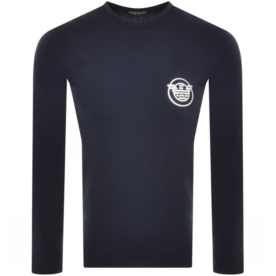 Emporio Armani Long Sleeved Logo T Shirt Navy