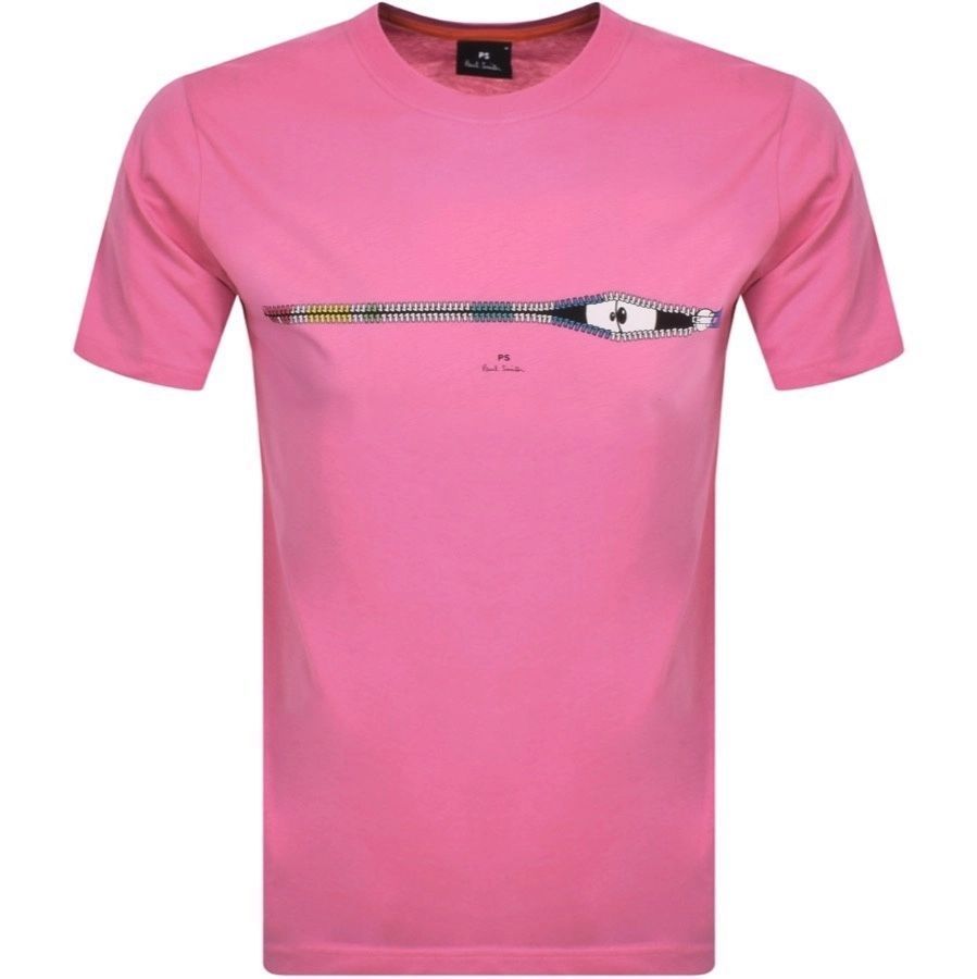PS By Paul Smith Zip Logo T Shirt Pink