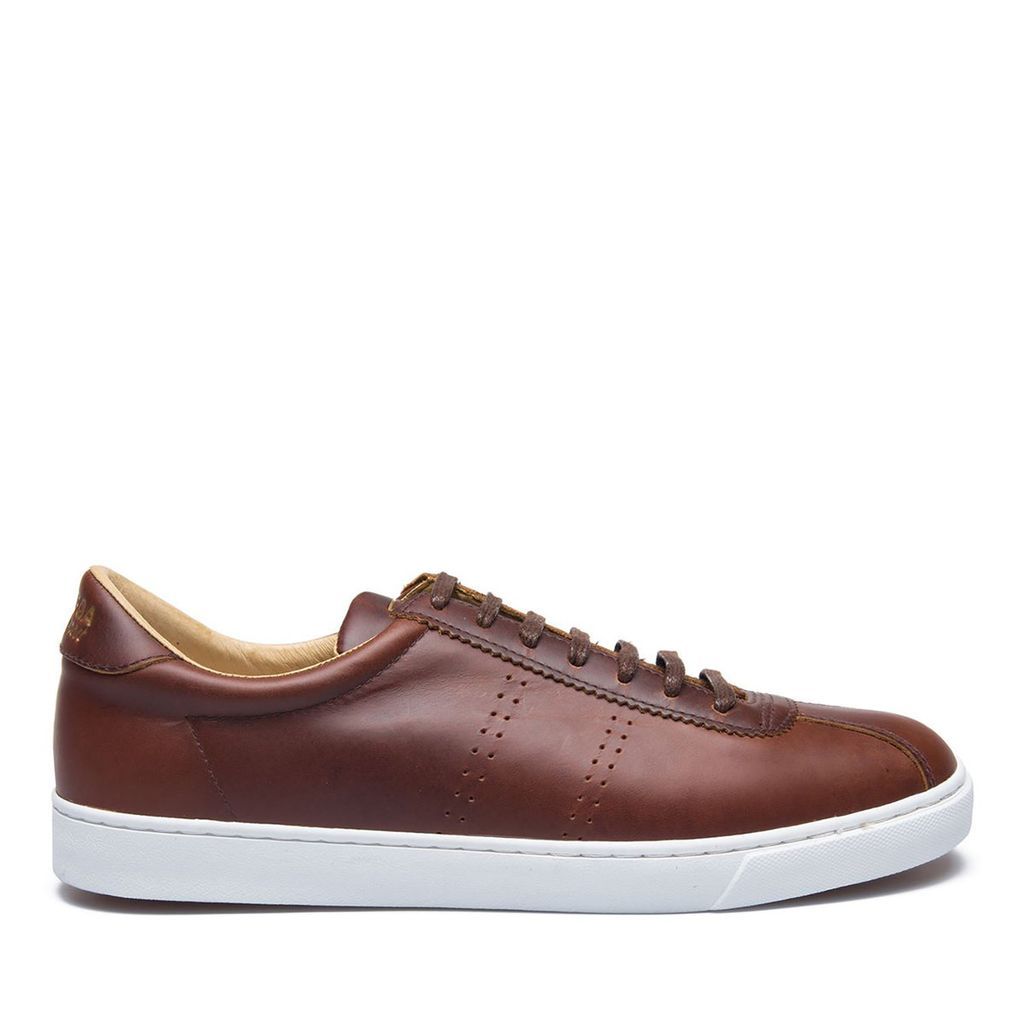 2843 Superga Sport Brushed Leather - Cognac white Trainers