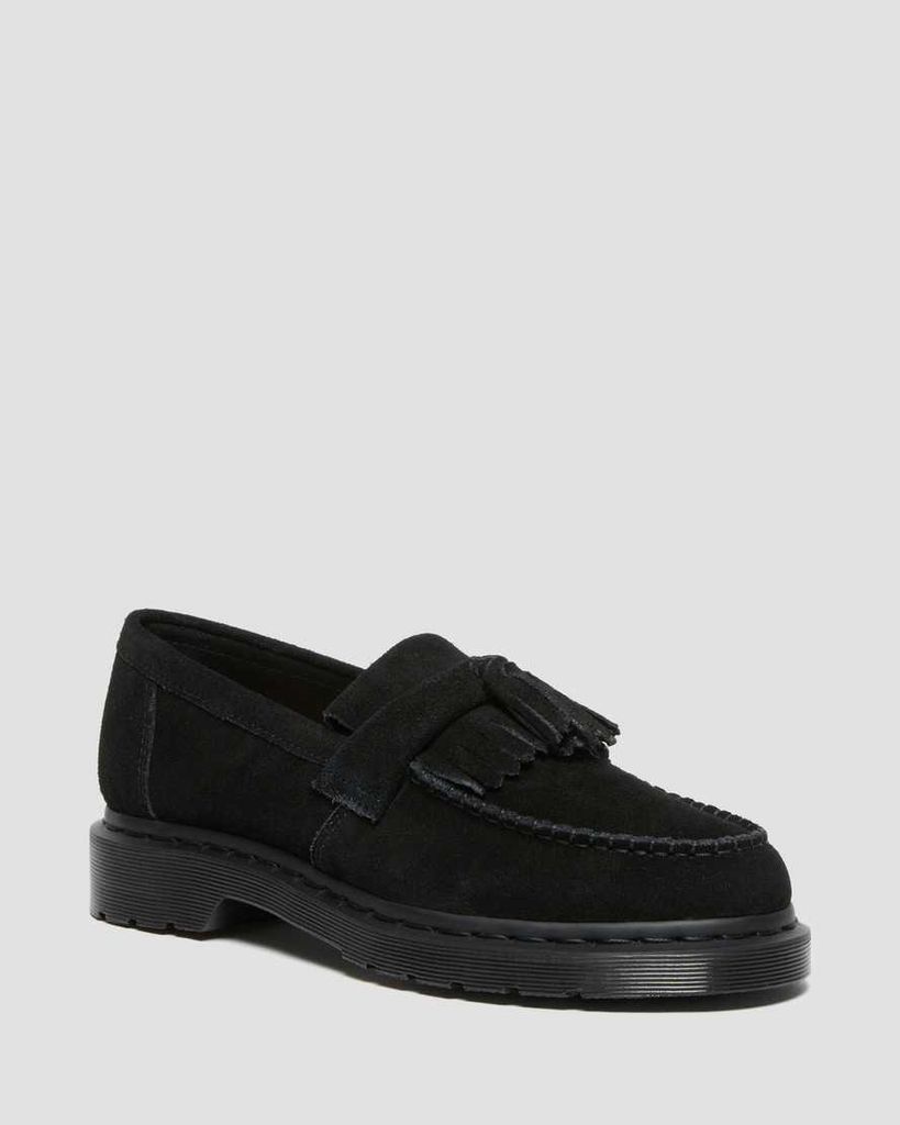 Men's Suede Adrian Mono Tassle Loafers Shoes in Black, Size: 8