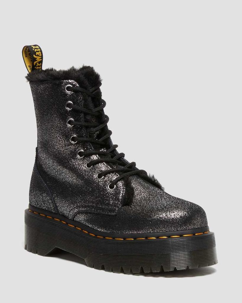 Men's Jadon Faux Fur Lined Metallic Leather Platform Boots in Black, Size: 3