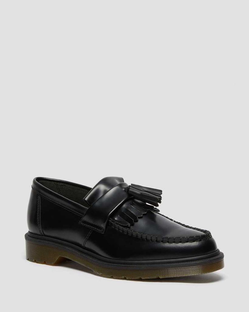 Men's Adrian Smooth Leather Tassel Loafers in Black, Size: 3