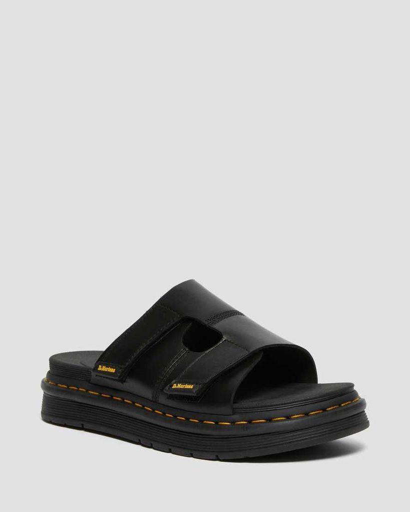 Men's Daxton Leather Slides in Black, Size: 6