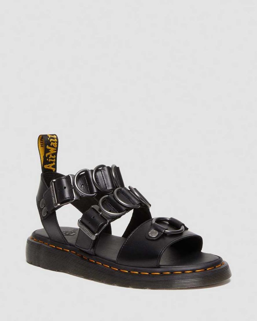 Men's Gryphon Alternative Brando Leather Strap Sandals in Black, Size: 3