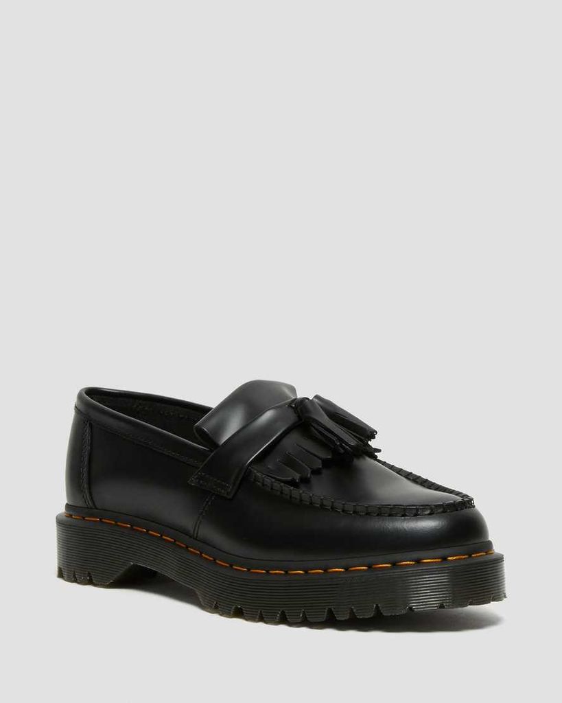 Men's Leather Adrian Bex Smooth Tassel Loafers in Black, Size: 3
