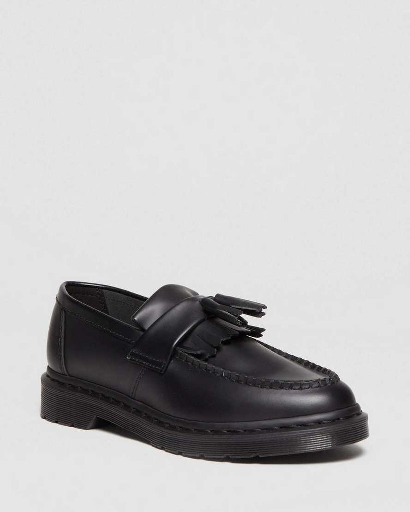 Men's Leather Adrian Mono Smooth Loafers in Black, Size: 3
