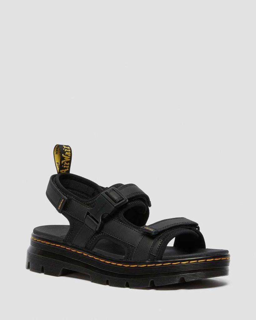 Men's Leather Forster Strap Webbing Sandals in Black, Size: 3