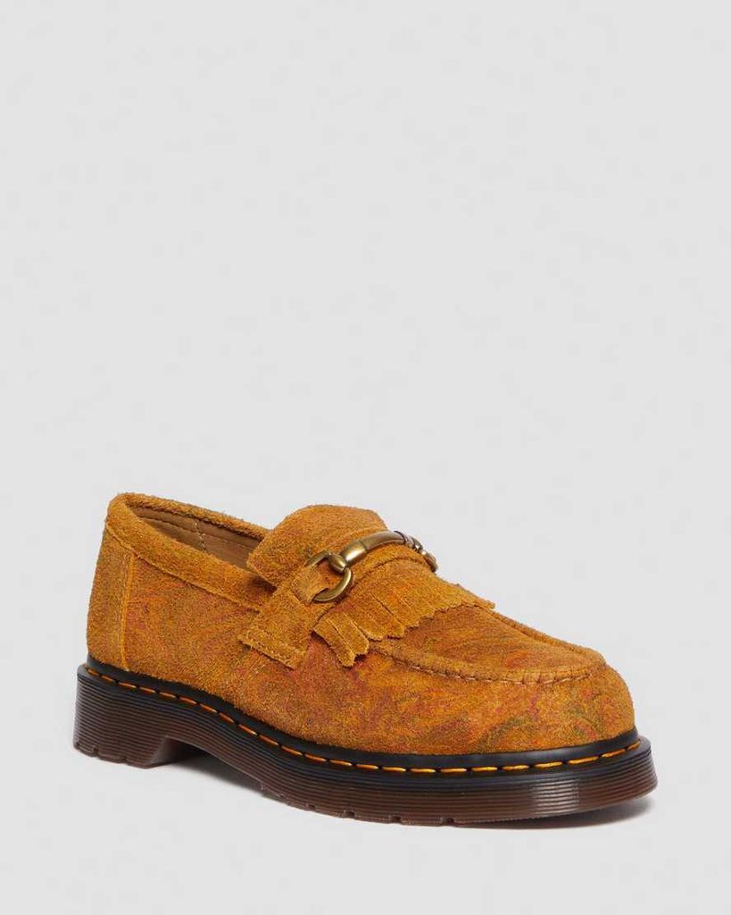 Men's Adrian Snaffle Marbled Suede Loafers in Brown/Mustard, Size: 3