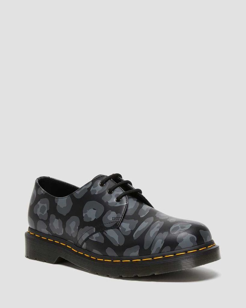 Men's 1461 Distorted Leopard Print Oxford Shoes in Black, Size: 3