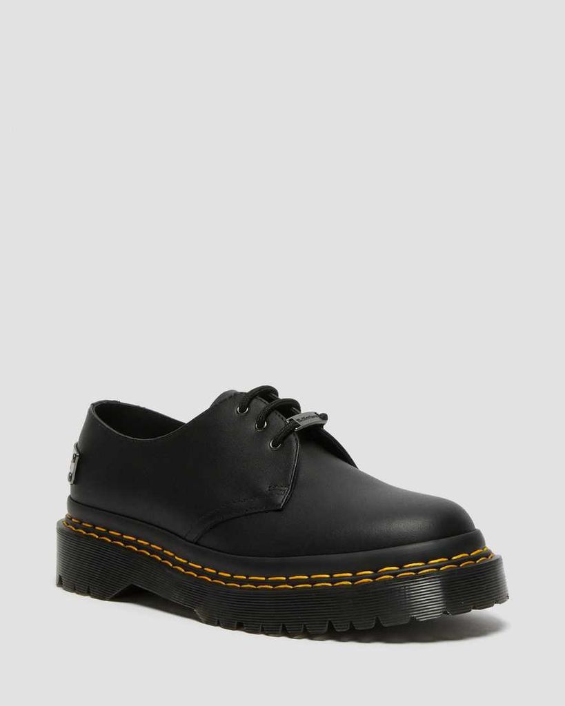 Men's 1461 Bex Double Stitch Leather Shoes in Black, Size: 6